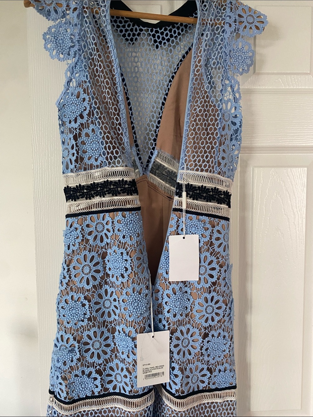 Self-Portrait Blue and Black Floral Lace Midi Dress - Picture 10 of 13